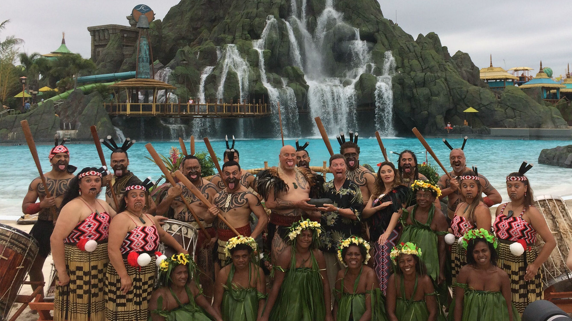True to Volcano Bay's South Pacific theme, Maori performers took part in the grand opening.