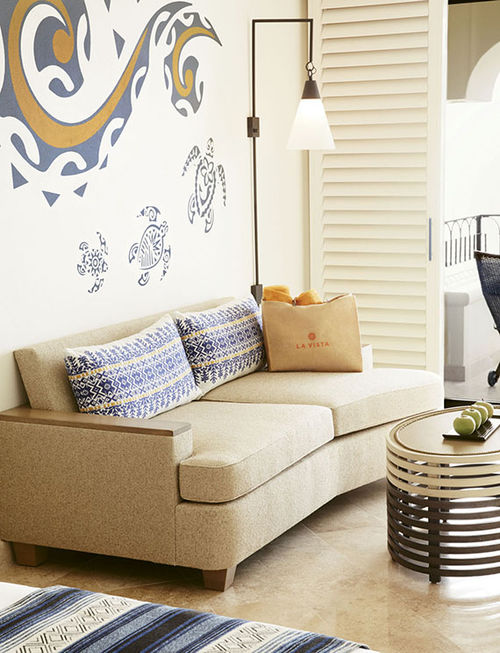 The suites at the Hilton Los Cabos have traditional hand-painted walls. The suites at the Hilton Los Cabos have traditional hand-painted walls.