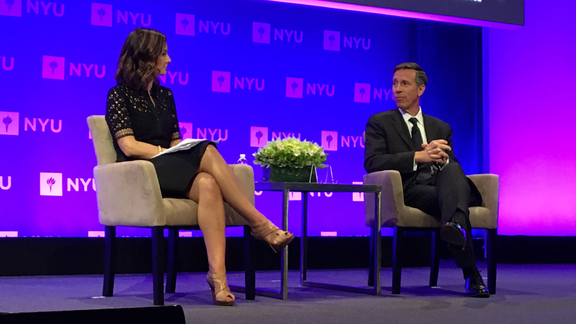ABC News correspondent Rebecca Jarvis interviews Marriott International CEO Arne Sorenson at the 2017 NYU International Hospitality Investment Conference.