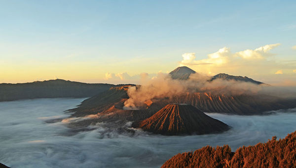 Mount Bromo, a volcano that still billows smoke and soot. Mount Bromo, a volcano that still billows smoke and soot.