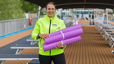 Rolling out the yoga mats