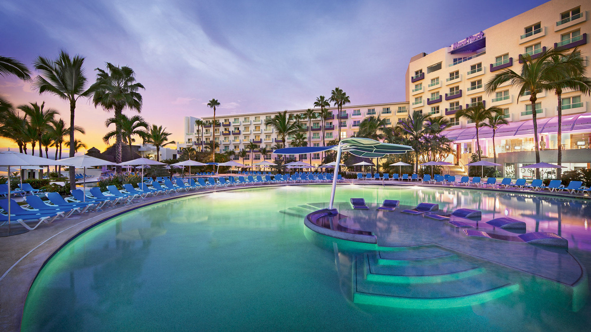 One of two pools at the Hard Rock Hotel Vallarta. The 348-room property is located in Nuevo Vallarta in the Riviera Nayarit region.