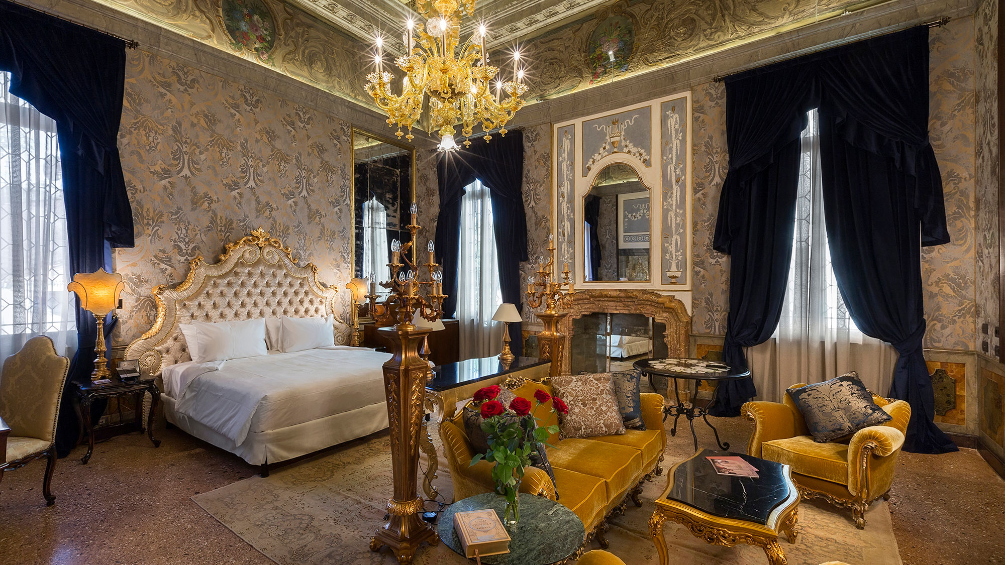 A guestroom at the Palazzo Venart Luxury Hotel.