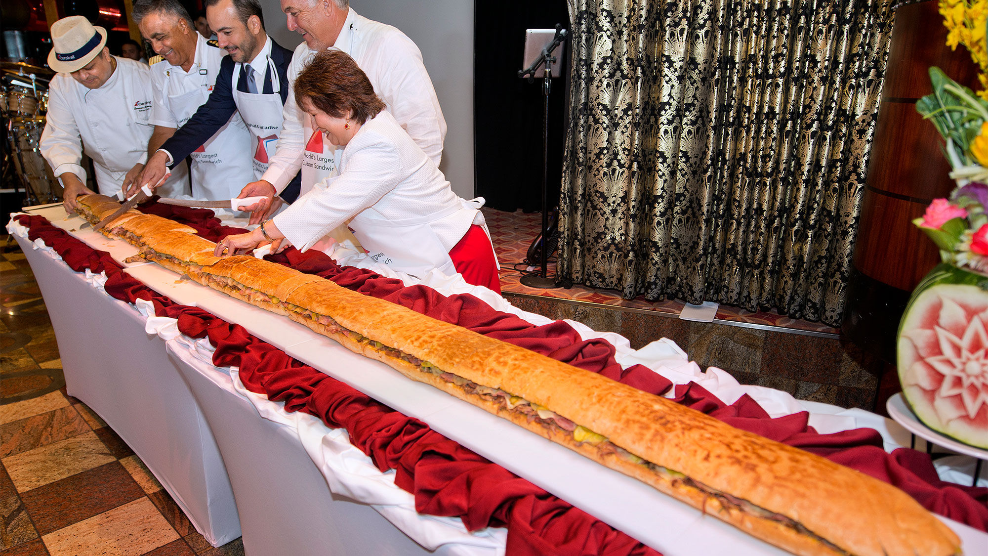 Carnival marked the occasion by serving a 10-foot Cuban sandwich at the Port of Tampa.
