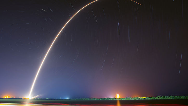 The trajectory of the launch of SpaceX's Falcon 9 rocket.