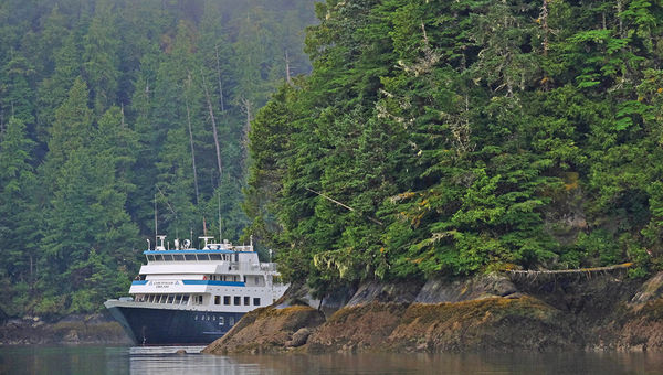 The Chichagof Dream rounding a bend.