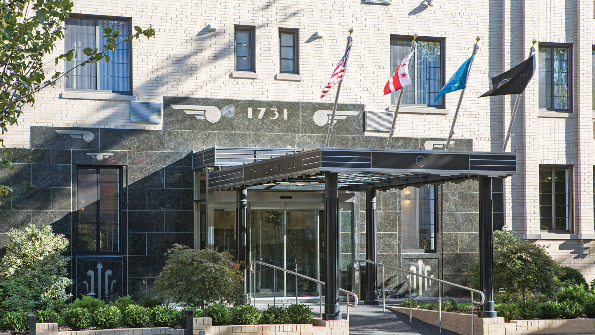The exterior of the hotel that has become a hub for LGBT travelers to Washington.