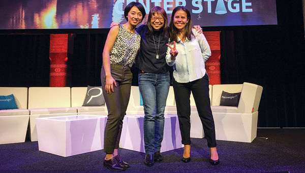 The author, center, with Alex Shen of GetYourGuide and Blanca Menchaca, the co-founder of BeMyGuest.
