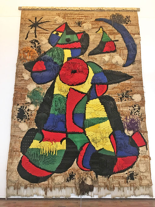 “The Tapestry of the Fundacio” by Joan Miro, on display at the Miro Museum.