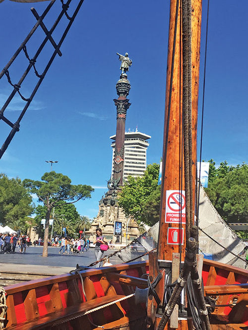 The Christopher Columbus statue sits on the harbor at the foot of Las Ramblas, marking the spot where the explorer landed in 1493 on his return from the new world. The Christopher Columbus statue sits on the harbor at the foot of Las Ramblas, marking the spot where the explorer landed in 1493 on his return from the new world.