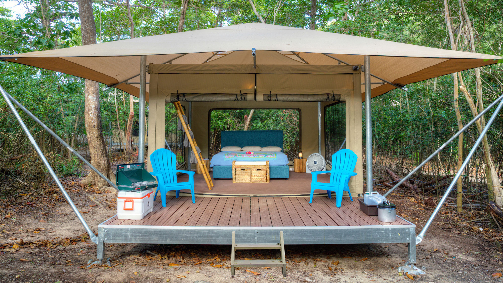 Cinnamon Bay’s eco-tents offer two twin beds or a king.
