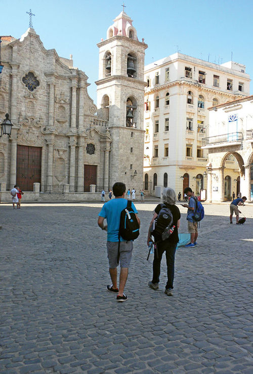 Cathedral Square in Old Havana. The massive limestone cathedral was built by the Spanish in the 1770s.