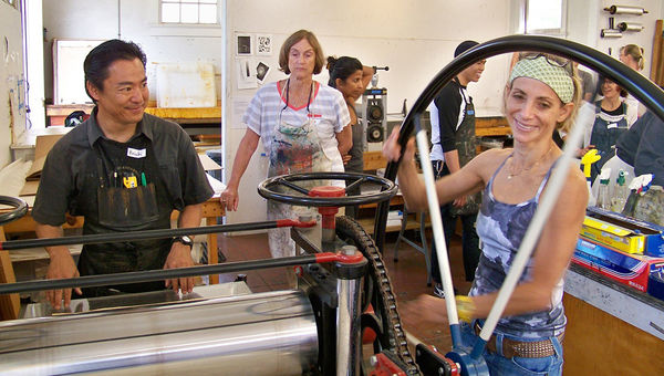 Artists work in a studio at the Hui Noeau Visual Arts Center, which hosts thousands of students and 30,000 visitors each year. Artists work in a studio at the Hui Noeau Visual Arts Center, which hosts thousands of students and 30,000 visitors each year.