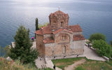 The Church of St. John at Kaneo in Macedonia sits atop a cliff overlooking Lake Ohrid.