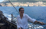 Author Patricia Schultz sailing past the walls of Dubrovnik.