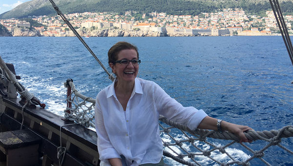 Author Patricia Schultz sailing past the walls of Dubrovnik. Author Patricia Schultz sailing past the walls of Dubrovnik.