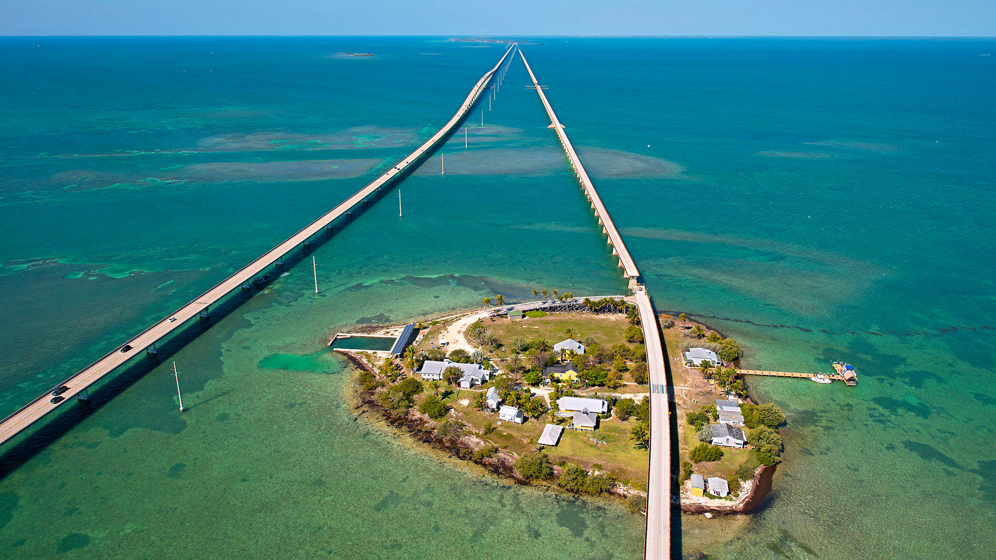 Seven Mile Bridge, left, and the original, pedestrian- and bicycle-only span, connects Knight's Key in the Middle Keys to Little Duck Key in the Lower Keys.