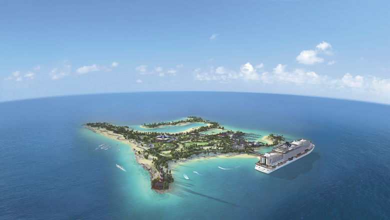A rendering of Ocean Cay MSC Marine Reserve, a 95-acre outcrop about 65 miles east of Miami.