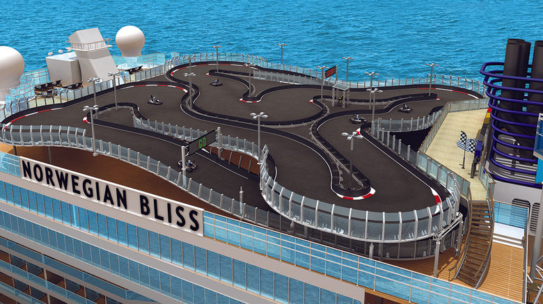 The thrill of electric go-cart racing at sea is coming to the Norwegian Bliss.