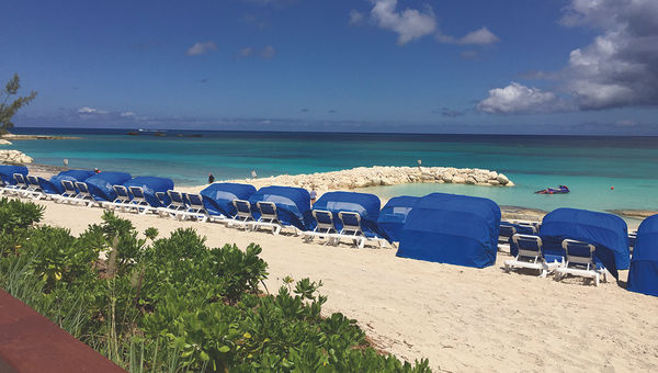 Norwegian Cruise Line has built jetties to help reduce beach erosion at Great Stirrup Cay in the Bahamas.
