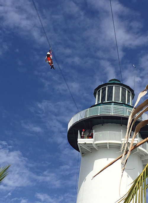 Ziplining at Norwegian Cruise Line’s Harvest Cay in Belize.
