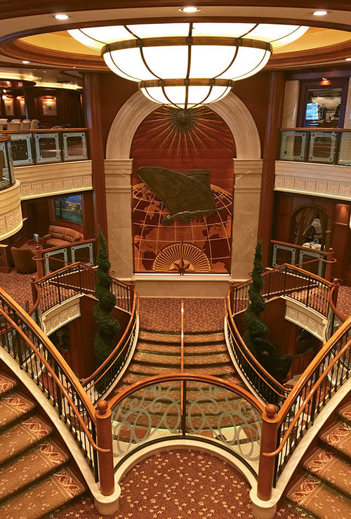 The atrium of Cunard Line’s Queen Victoria, which underwent a $42 million revamp this spring.