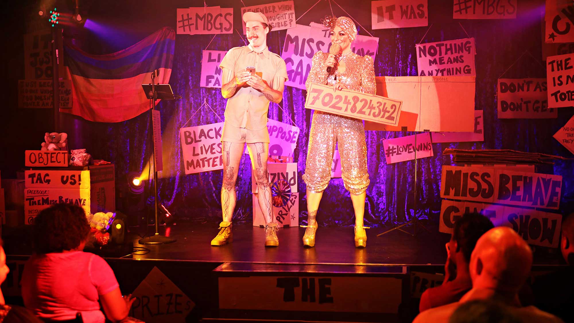 Have glitter jumpsuit, will host game show: At Miss Behave Game Show, audience participation is mandatory.