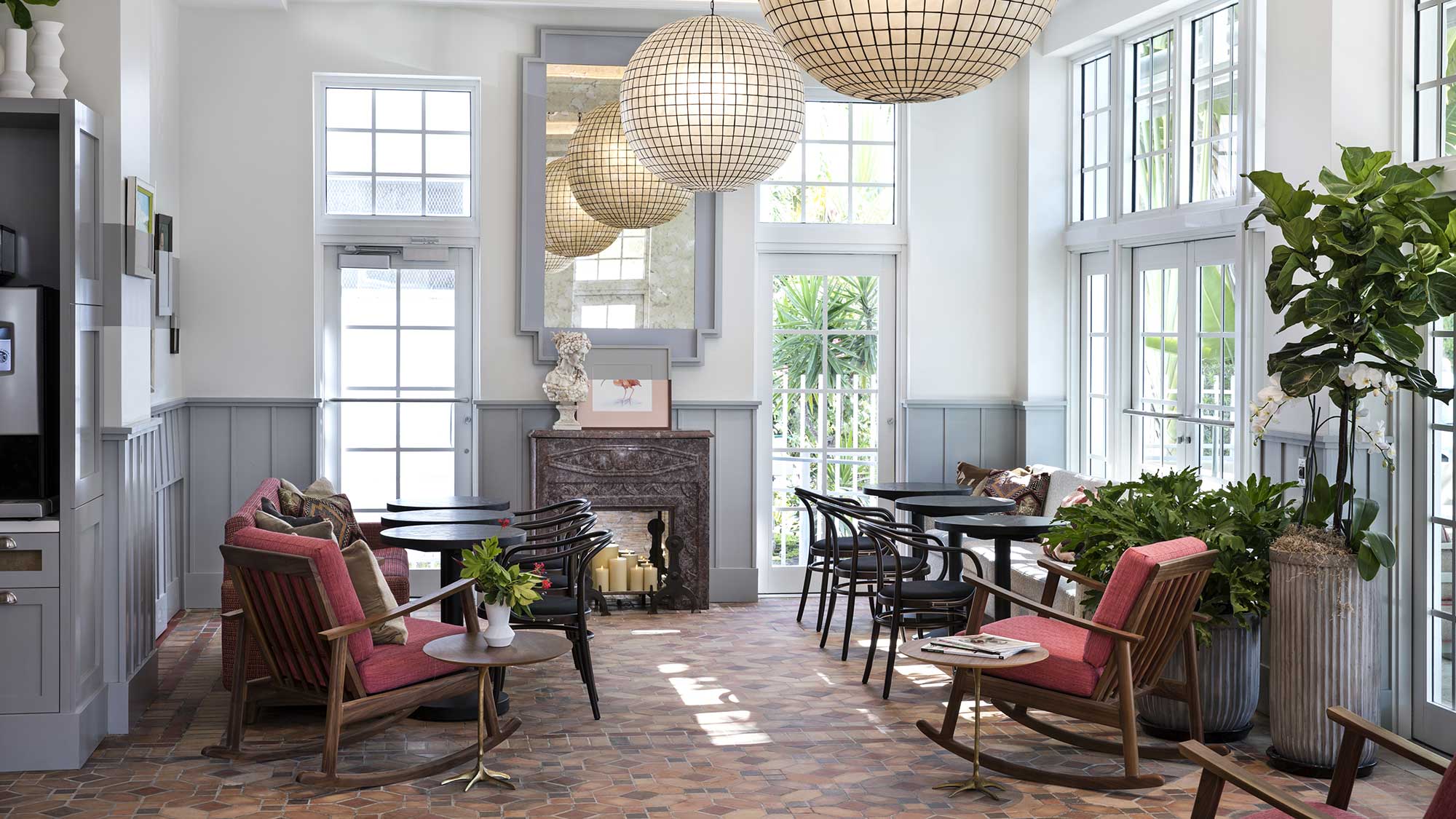 The lobby of the Julia Hotel.
