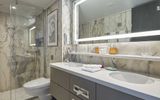 Most bathrooms feature double vanities on the Crystal Bach.