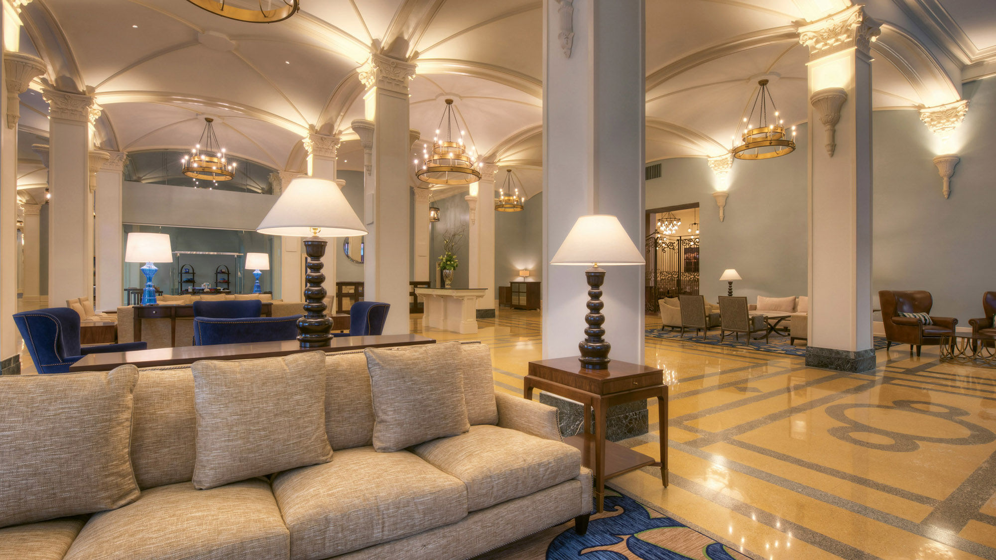 The 217-room Nopsi Hotel opened last month in the former New Orleans Public Service Inc. building. Above, the hotel’s lobby.