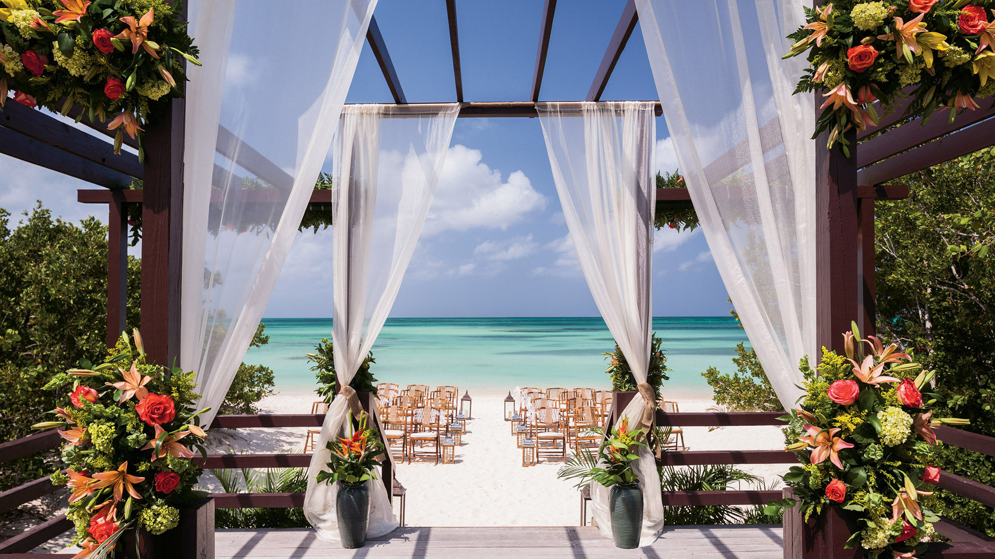 The Ritz-Carlton, Aruba is a popular choice for honeymoons and destination weddings. Pictured, the Beach Gazebo.