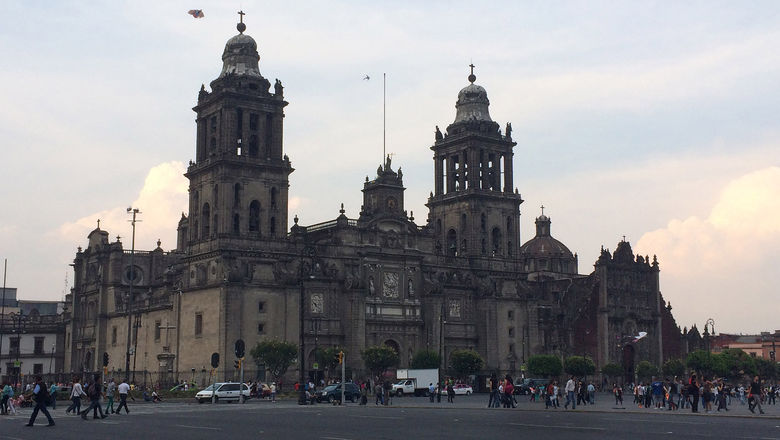 Mexico City's zocalo, or central plaza in the Centro Historico.