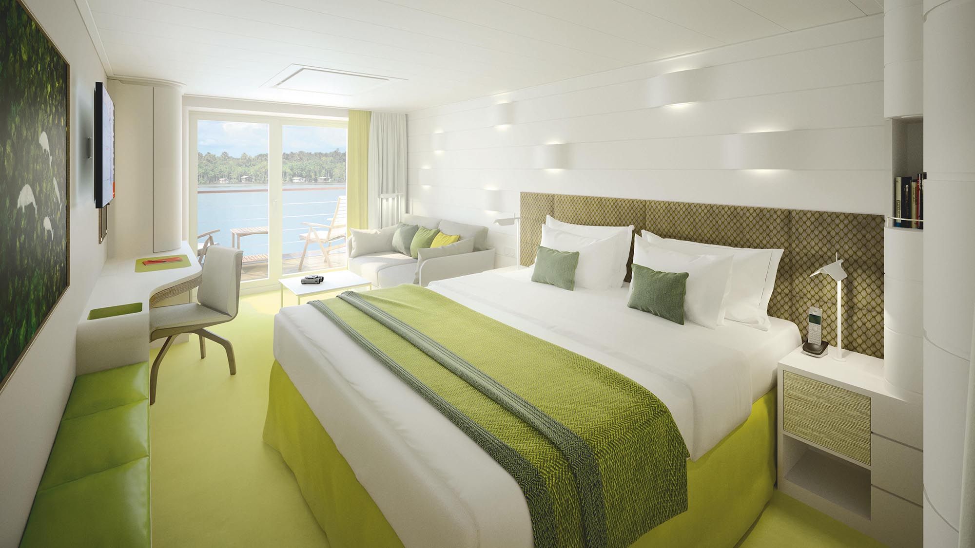 A cabin rendering for the Hanseatic Inspiration.