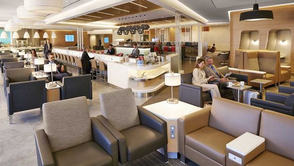 The elegant layout of the remodeled JFK Flagship Lounge. The elegant layout of the remodeled JFK Flagship Lounge.