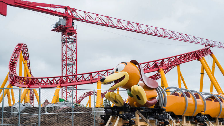 The Slinky Dog Dash coaster has arrived at Disney's Hollywood Studios. The ride will open next summer.