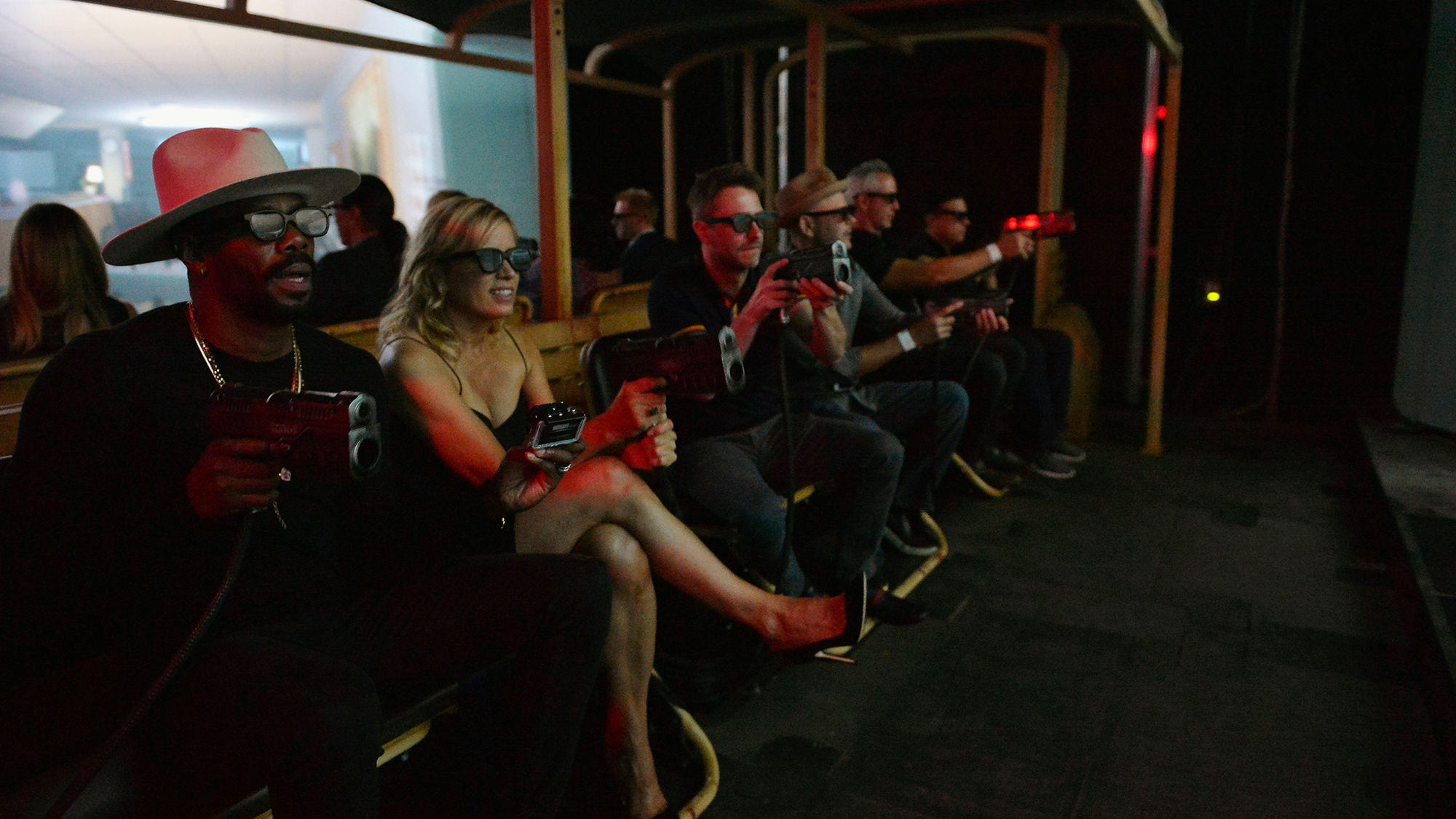 Cast members from "Fear the Walking Dead" and other invited guests try out new Fremont Street attraction Fear the Walking Dead Survival.