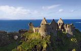 Perched high atop basalt cliffs on the country's northern Antrim Coast, Dunluce Castle was built around 1500; its ruins are recognizable as one of many locations in the country regularly seen on the HBO series ''Game of Thrones.''