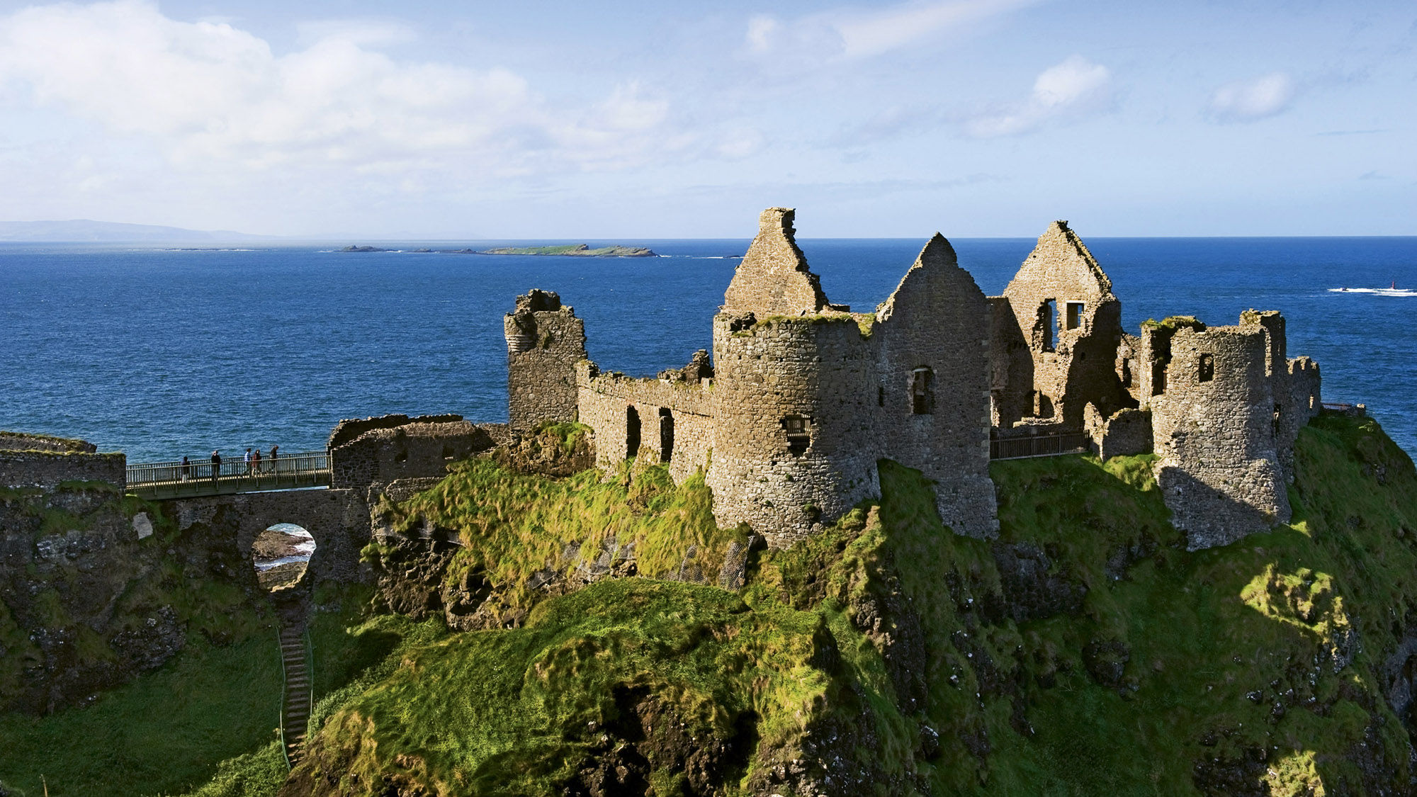 Perched high atop basalt cliffs on the country’s northern Antrim Coast, Dunluce Castle was built around 1500; its ruins are recognizable as one of many locations in the country regularly seen on the HBO series “Game of Thrones.”
