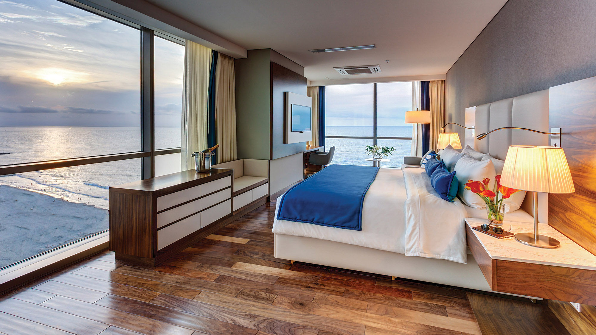 An oceanview room at the InterContinental Cartagena de Indias.