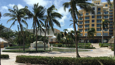 The pool area at the Ritz-Carlton Key Biscayne after Hurricane Irma.