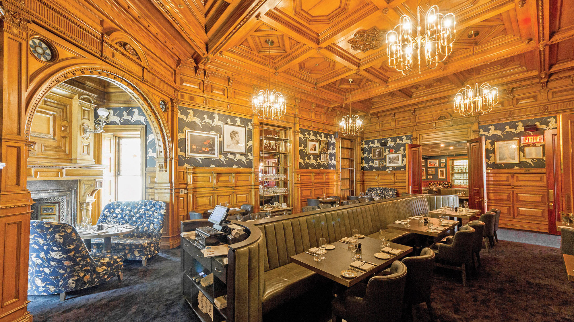 The dining area at Bar George, one of the many highlights at the 90-room Le Mount Stephen in Montreal.