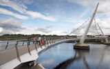 Derry's new pedestrian and bicycle Peace Bridge across the River Foyle.