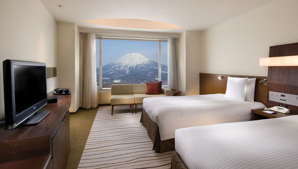 A guestroom at the 506-room Hilton Niseko Village, which overlooks Mount Yotei. A guestroom at the 506-room Hilton Niseko Village, which overlooks Mount Yotei.