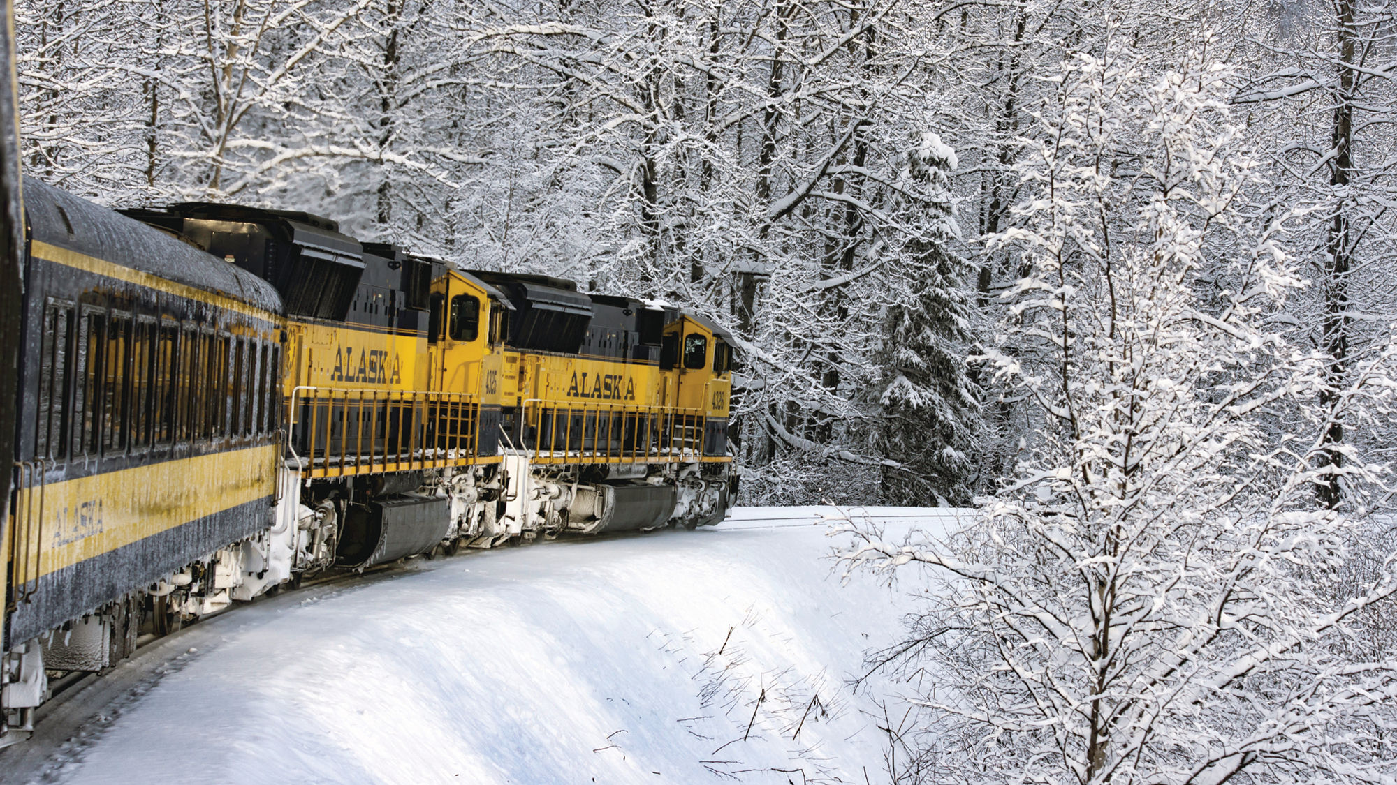 The Aurora Winter Train route travels between Anchorage and Fairbanks, Alaska.
