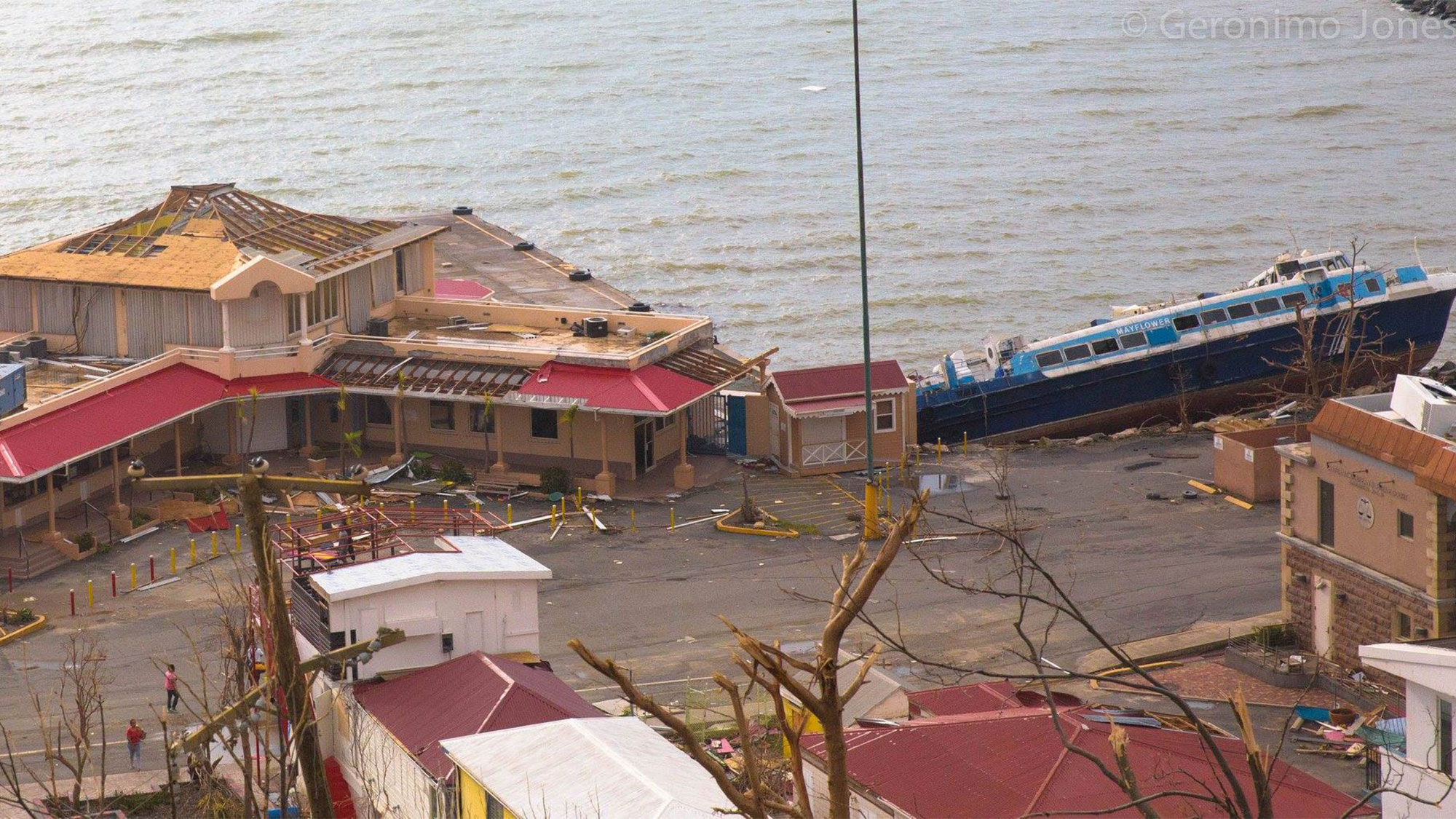 Hurricane destruction on Tortola, British Virgin Islands.