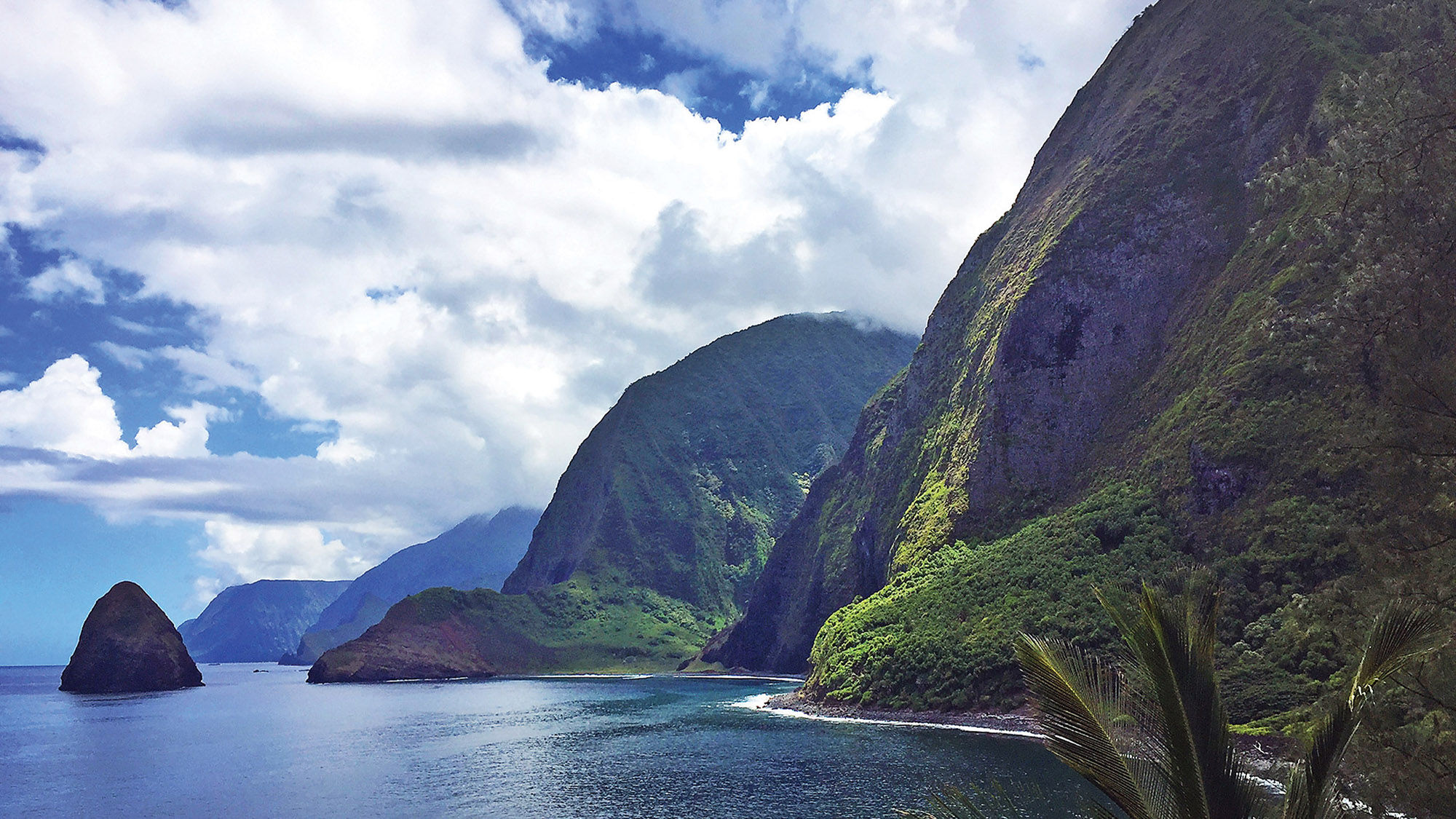 A view of the bay near the original Kalawao settlement where the Hawaiian government marooned people with leprosy in the 19th century.