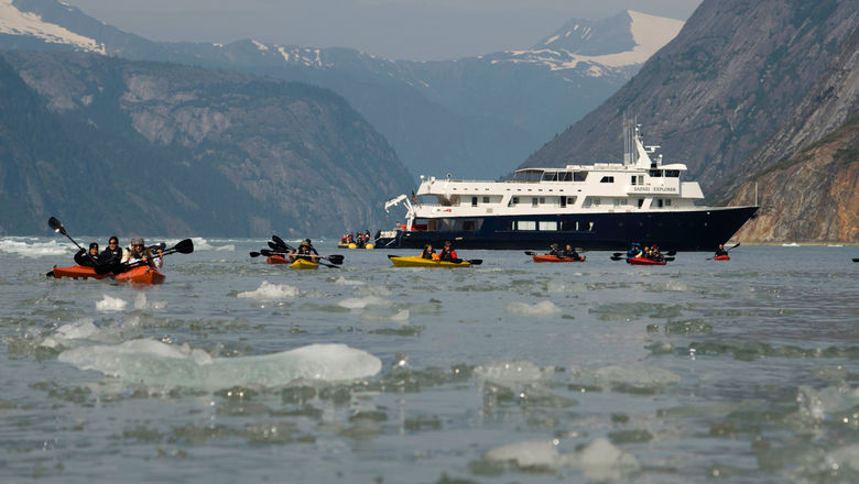 UnCruise Adventure's Safari Explorer in Alaska. The line will begin sailing in the state May 16 and will offer discounts to cruisers who had been booked on large ships this season.