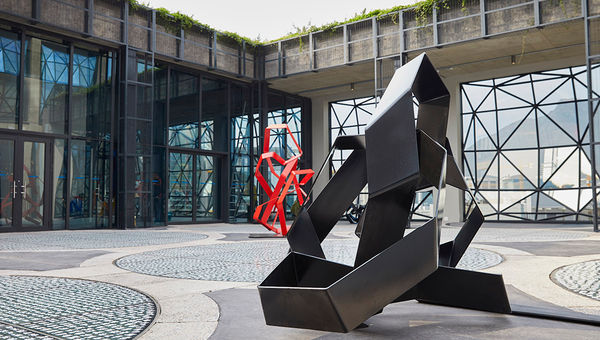On display in the sculpture garden through August is "Now and Then: El Loko Kyle Morland." On display in the sculpture garden through August is "Now and Then: El Loko Kyle Morland."