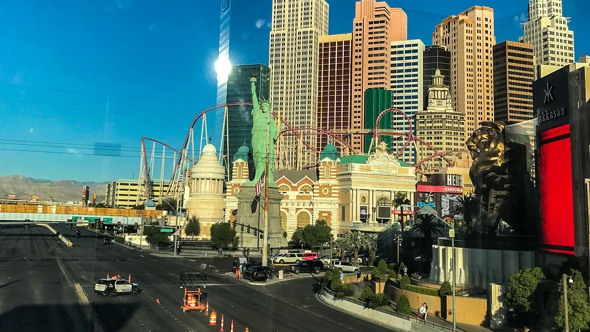 The usually bustling Las Vegas Strip was mostly empty Monday morning as authorities continued their investigation.