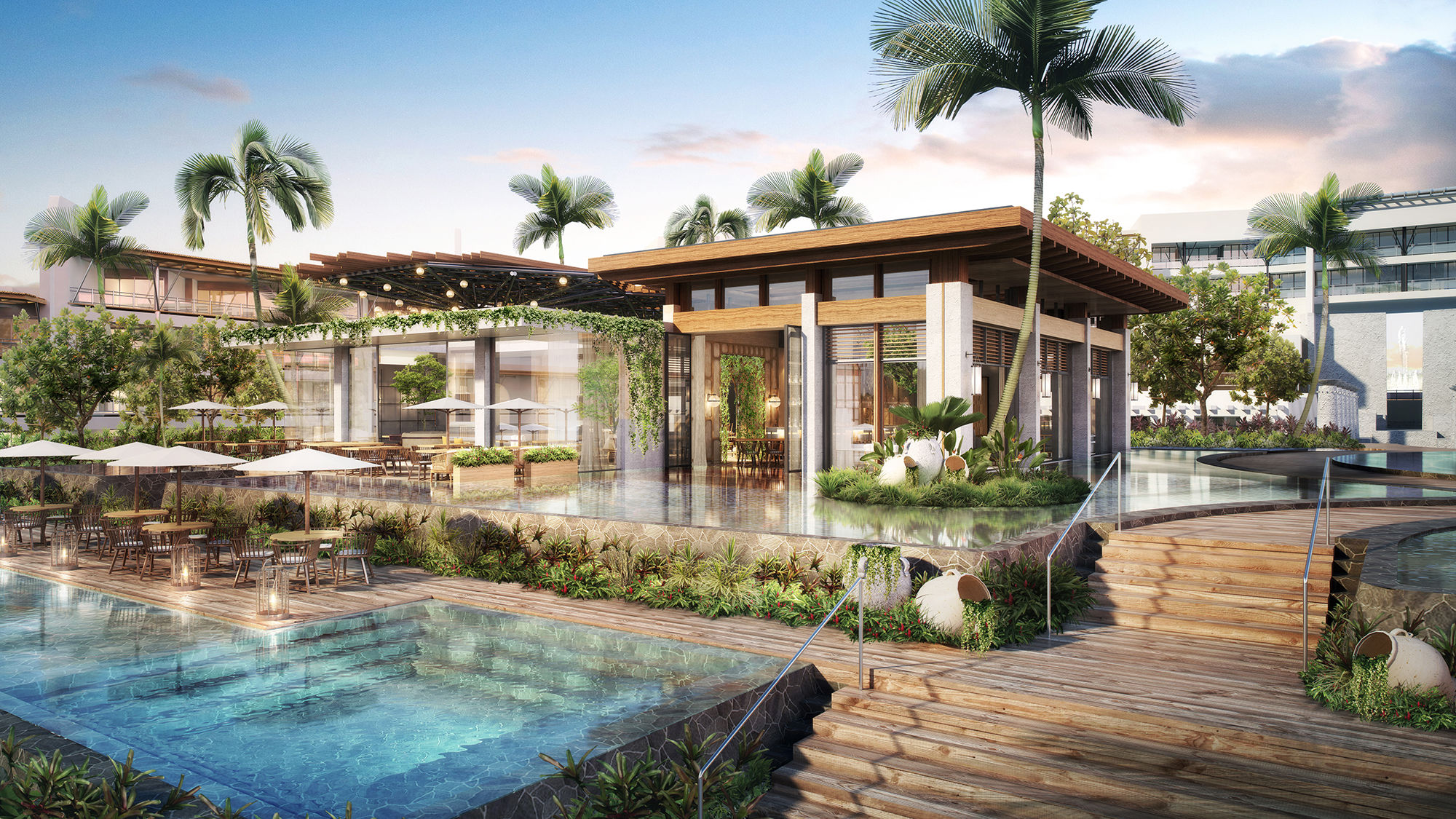 The terrace at Herringbone at Vidanta Los Cabos.